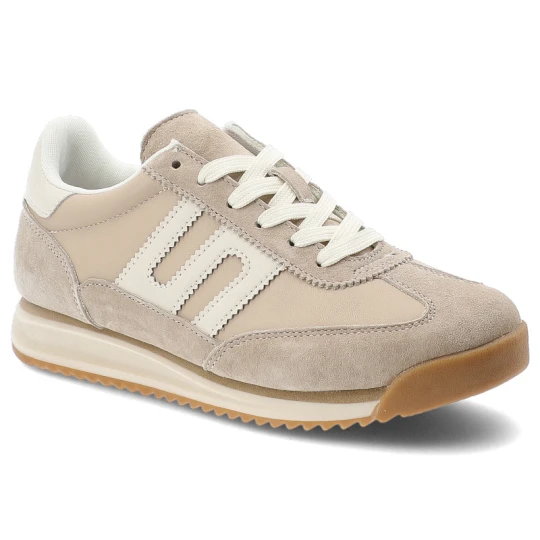 Zdjęcie produktu Sneakersy damskie Filippo, cholewka ze skóry naturalnej zamszowej i licowej wiązany fason z zabudowanym przodem sportowy design, beżowe, DP7686 / 26