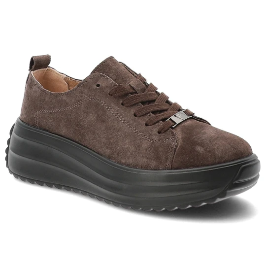 Zdjęcie produktu Sneakersy damskie Filippo o sznurowanym fasonie z zamszową cholewką i wysoką masywną platformą brązowo-czarne, DP8339 / 26 BR BK