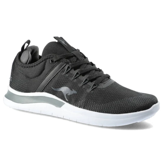 Zdjęcie produktu Sneakersy damskie Kangaroos, wykonane z oddychającego materiału tekstylnego z siateczkową strukturą z klasycznym sznurowaniem, czarno-szare, 39136-00