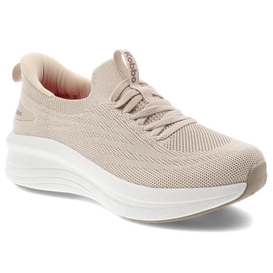 Zdjęcie produktu Sneakersy damskie Kobbo, cholewka z materiału wsuwane na płaskiej podeszwie, beżowe, 102425