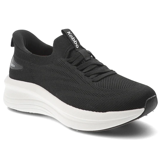 Zdjęcie produktu Sneakersy damskie Kobbo, cholewka z materiału wsuwane na płaskiej podeszwie, czarne, 102425