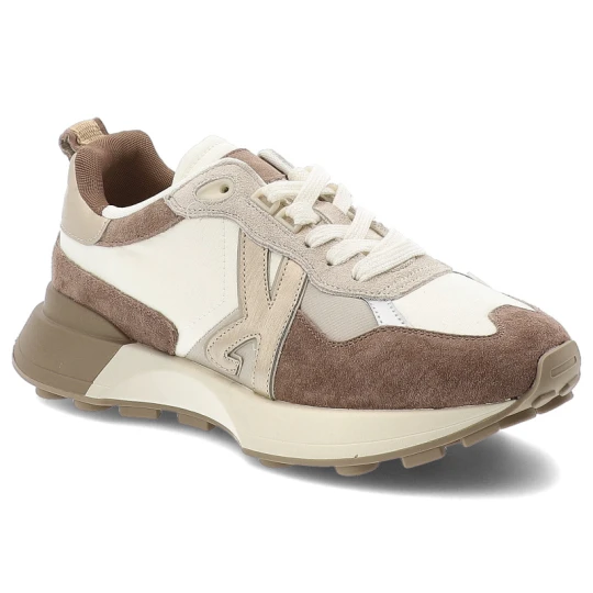 Zdjęcie produktu Sneakersy damskie Kobbo, ze skóry naturalnej sznurowanie gruba podeszwa sportowy styl, beżowe, 66954