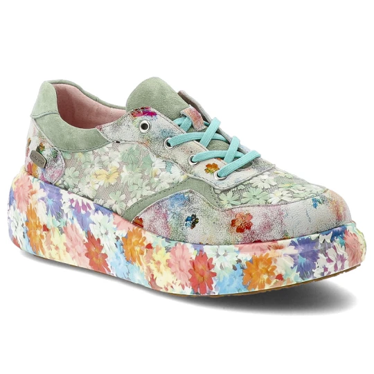 Zdjęcie produktu Sneakersy damskie Laura Vita, perforowana cholewka oraz podwyższona podeszwa z ozdobnym wzorem na boku, kolorowe, 64 SL26803B-64