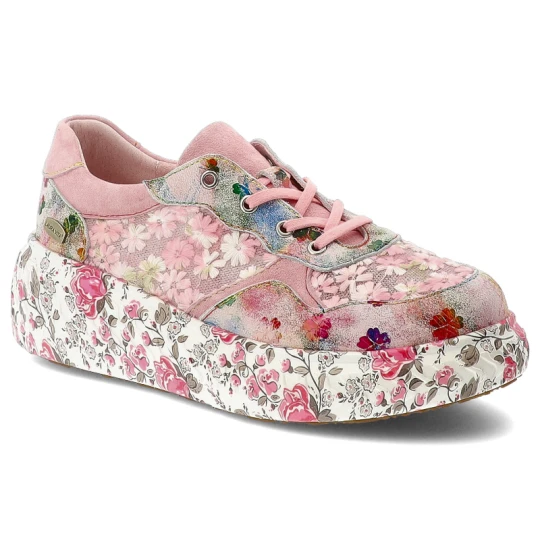 Zdjęcie produktu Sneakersy damskie Laura Vita, podwyższona podeszwa z ozdobnym wzorem na bokach oraz miękki kołnierz przy kostce, różowy, 64 SL26803B-64