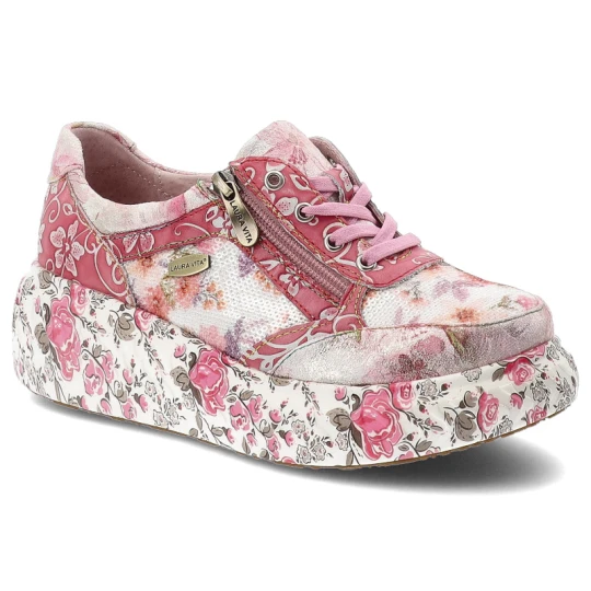 Zdjęcie produktu Sneakersy damskie Laura Vita, ze skóry naturalnej na solidnej podeszwie z klasycznym sznurowaniem, różowe, 51 SL26803B-51B