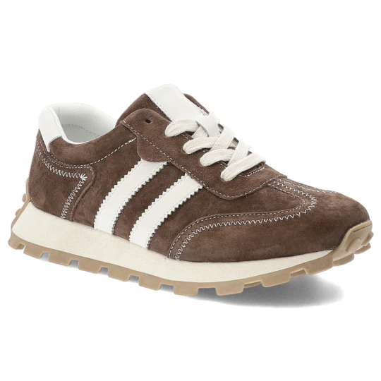 Zdjęcie produktu Sneakersy damskie S.Barski, sportowy fason sznurowanie stabilna podeszwa dobra przyczepność wygodna konstrukcja miękkie wnętrze, brązowe, LR61-7097