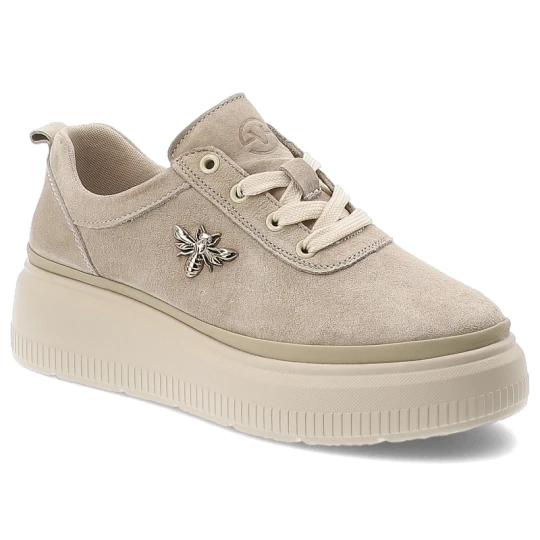Zdjęcie produktu Sneakersy damskie Vinceza, cholewka ze skóry naturalnej zamszowej sznurowany fason, beżowe, 41523