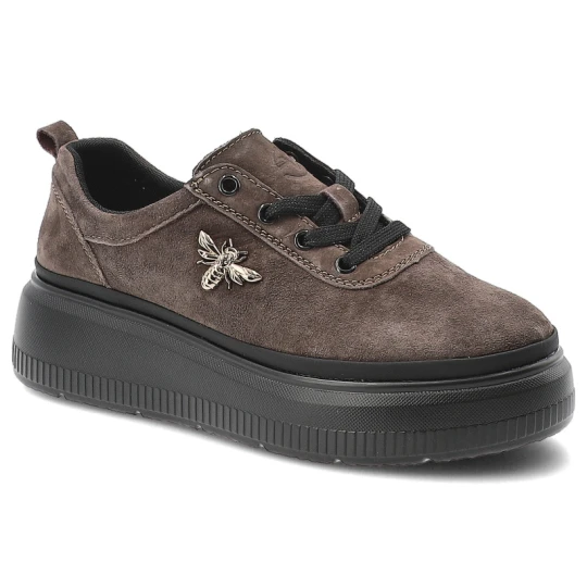 Zdjęcie produktu Sneakersy damskie Vinceza, cholewka ze skóry naturalnej zamszowej sznurowany fason ozdobna aplikacja, brązowe, 41523