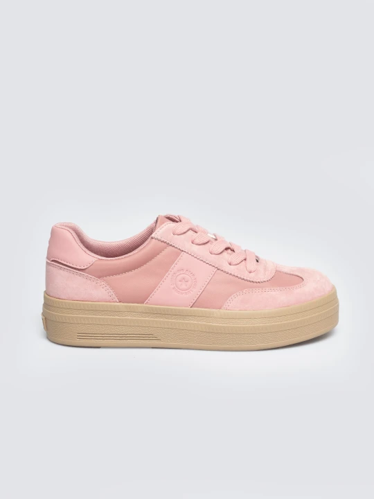 Zdjęcie produktu sneakersy damskie z dodatkiem skóry naturalnej różowe tt274196 601 Big Star