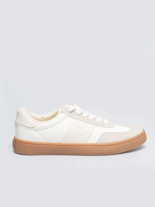 Zdjęcie produktu sneakersy damskie z kontrastową podeszwą beżowe tt274798 801 Big Star