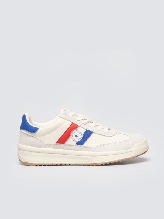 Zdjęcie produktu sneakersy damskie ze skórzanymi wstawkami beżowe tt274161 801 Big Star