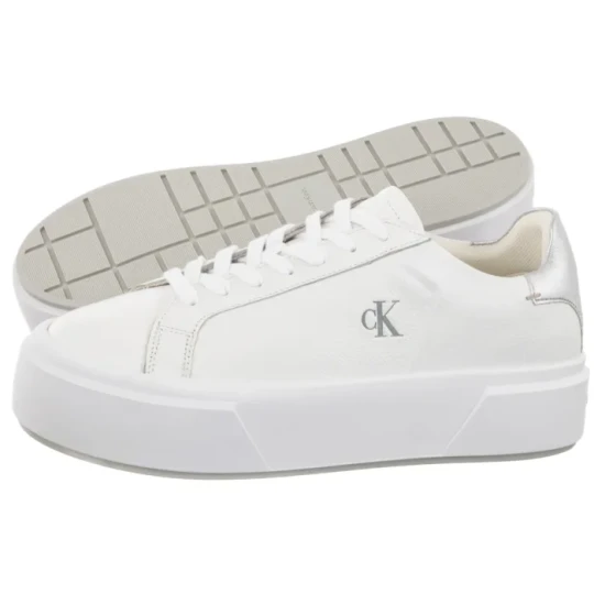 Zdjęcie produktu Sneakersy Flatform Lace Up Lth Met Bright White / Silver YW0YW01929 0LC (CK738-a) Calvin Klein