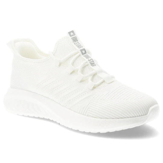 Zdjęcie produktu Sneakersy męskie Big Star, cholewka z materiału tekstylnego o oddychającej strukturze elastyczne sznurowanie na płaskiej podeszwie, białe, UU174004