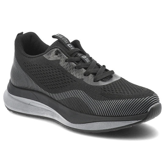 Zdjęcie produktu Sneakersy męskie Big Star, oddychająca tekstylna cholewka sznurowany fason amortyzująca gruba podeszwa sportowy design, czarne, TT174254