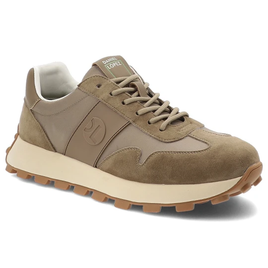 Zdjęcie produktu Sneakersy męskie Daniel Lopez, skóra naturalna zamszowe wstawki sznurowany fason gruba amortyzująca podeszwa okrągły nosek sportowy design, beżowe, T