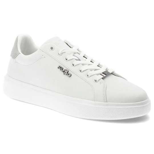 Zdjęcie produktu Sneakersy męskie Filippo, cholewka ze skóry naturalnej o gładkim wykończeniu klasyczne wiązanie na płaskiej podeszwie, białe, MP7840 / 26