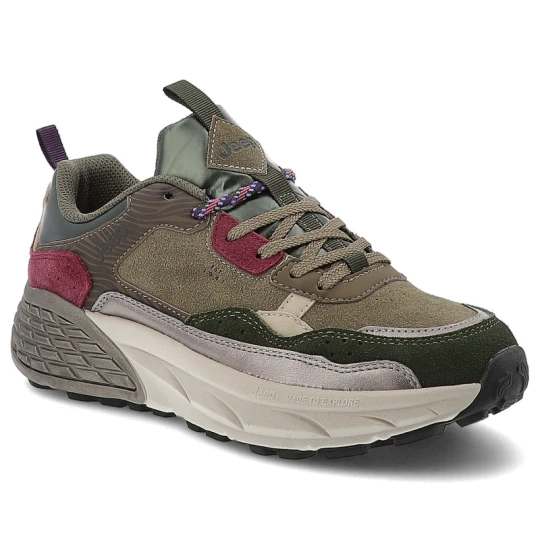 Zdjęcie produktu Sneakersy męskie Jeep, sportowe skórzane zamszowe na grubej platformie sznurowane, zielone, JL52520A-282