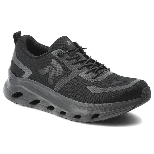 Zdjęcie produktu Sneakersy męskie Rieker, lekka konstrukcja z oddychającej tkaniny zapewniająca komfort na co dzień amortyzująca podeszwa, czarne, U3504-00
