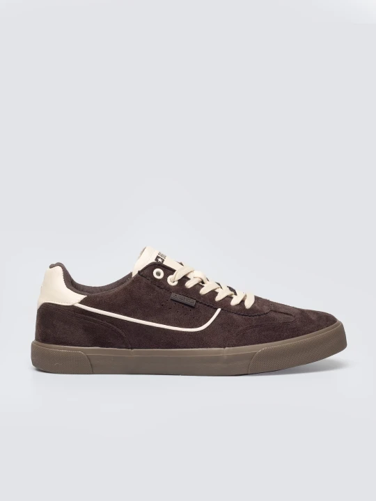 Zdjęcie produktu sneakersy męskie z jasnymi akcentami brązowe tt174092 803 Big Star