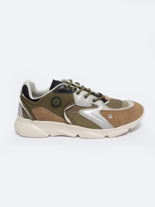 Zdjęcie produktu sneakersy męskie z zamszowymi wstawkami khaki nn174294 303 Big Star ZIELONY