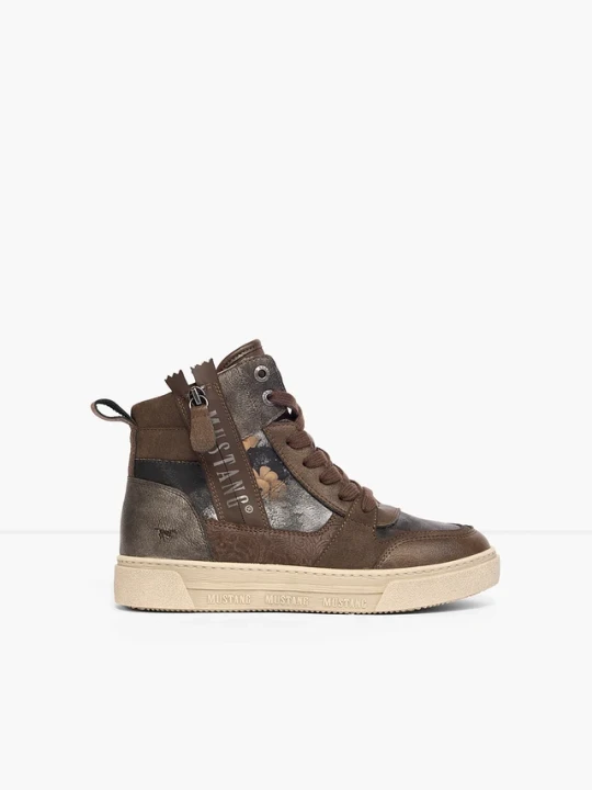 Zdjęcie produktu Sneakersy Mustang z wysoką cholewką i zamkiem BonPrix brązowy