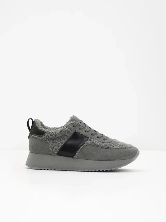 Zdjęcie produktu Sneakersy na platformie BonPrix szary