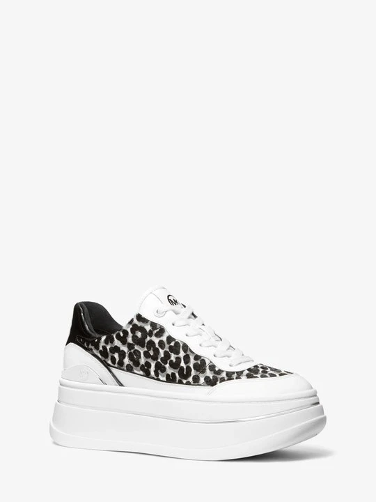 Zdjęcie produktu Sneakersy na platformie Hayes ze skóry cielęcej w lamparci wzór Michael Kors