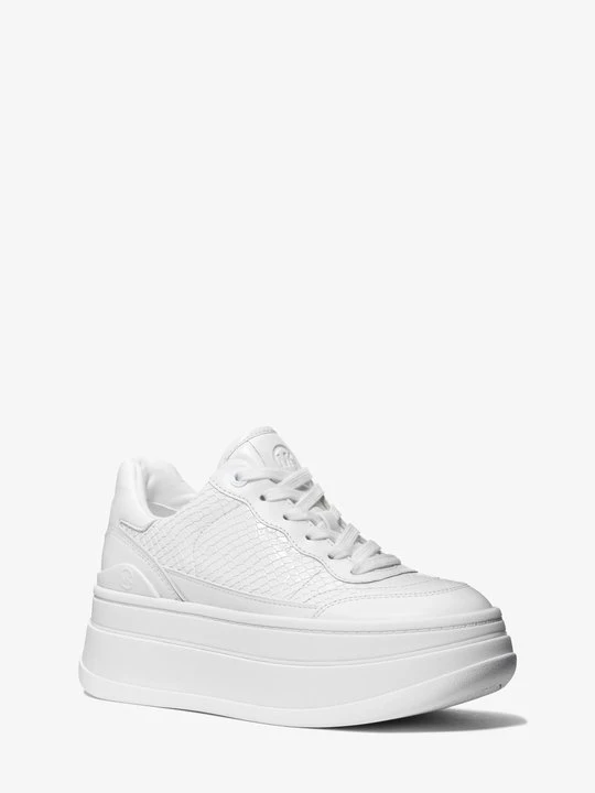 Zdjęcie produktu Sneakersy na platformie Hayes ze skóry z fakturą łuski węża Michael Kors OPTYCZNA BIEL (Biały)