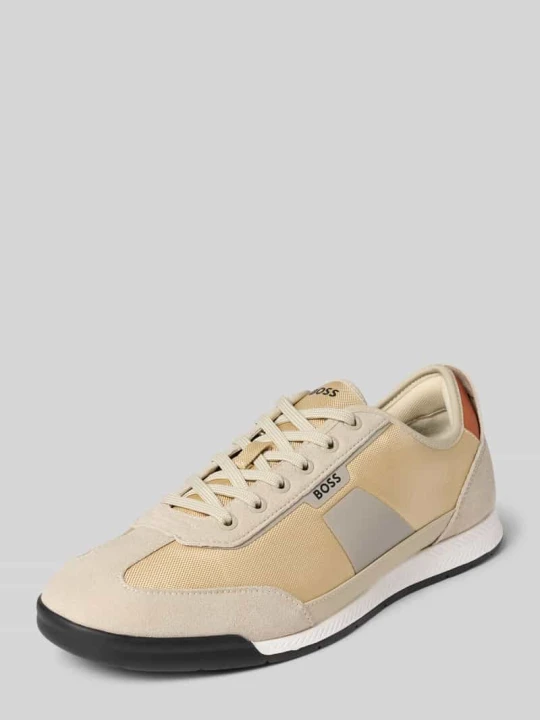 Zdjęcie produktu Niskie sneakersy z aplikacjami w optyce weluru model 'NITAN_LOWP_NYMITH' Boss Beżowy