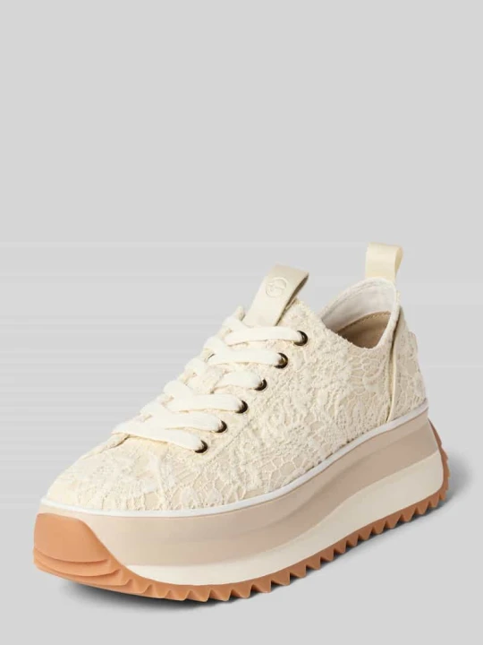 Zdjęcie produktu Sneakersy o niskim kroju z podeszwą na platformie Tamaris Złamany biały