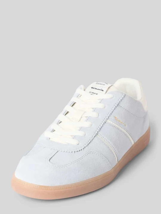 Zdjęcie produktu Sneakersy o niskim kroju z czystej welurowej skóry bydlęcej Tamaris Jasnoniebieski