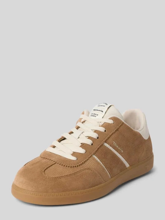 Zdjęcie produktu Sneakersy o niskim kroju z czystej welurowej skóry bydlęcej Tamaris Camel