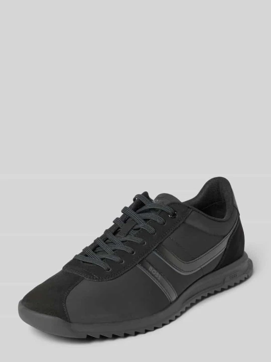 Zdjęcie produktu Sneakersy niskie z detalami z imitacji weluru model ‘ZAYN’ Boss Czarny