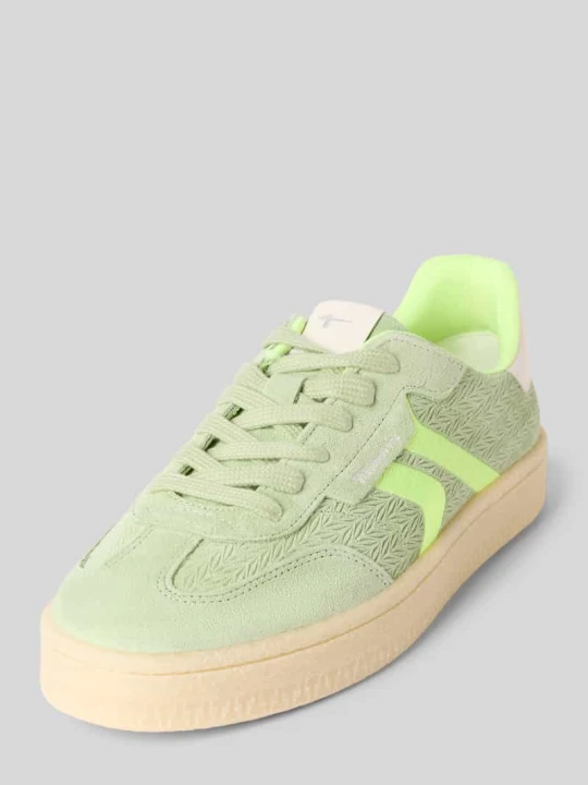 Zdjęcie produktu Sneakersy o niskim kroju z mieszanki skóry bydlęcej i tkaniny Tamaris Zielony