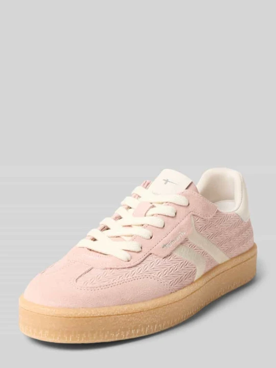 Zdjęcie produktu Sneakersy o niskim kroju z mieszanki skóry bydlęcej i tkaniny Tamaris Jasnoróżowy