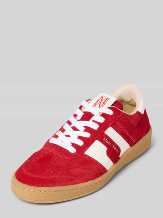 Zdjęcie produktu Sneakersy niskie z naturalnej skóry bydlęcej welurowej Marc O'Polo Czerwony