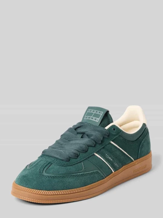 Zdjęcie produktu Sneakersy o niskim kroju z naturalnej welurowej skóry bydlęcej Tommy Jeans Ciemnozielony