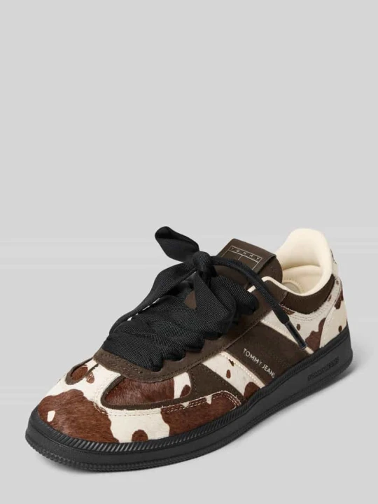 Zdjęcie produktu Niskie sneakersy z prawdziwej skóry cielęcej model 'THE GREENWICH EDGE CALF HAIR' Tommy Jeans Ciemnobrązowy