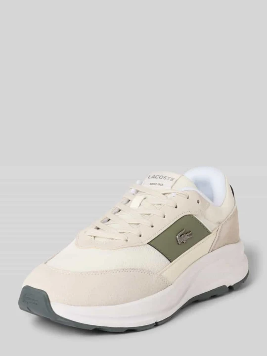 Zdjęcie produktu Sneakersy o niskim kroju z detalami ze skóry Model 'RUN SET' Lacoste Złamany biały