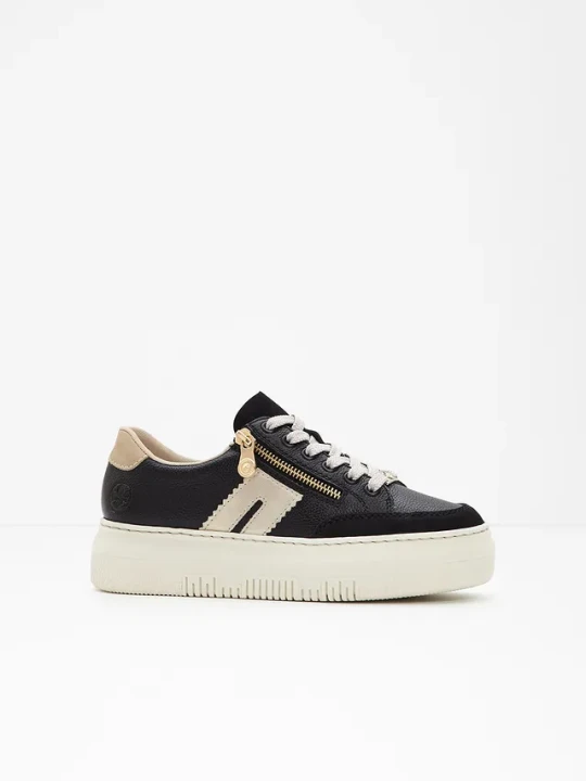Zdjęcie produktu Sneakersy Rieker na platformie, skórzane BonPrix czarny