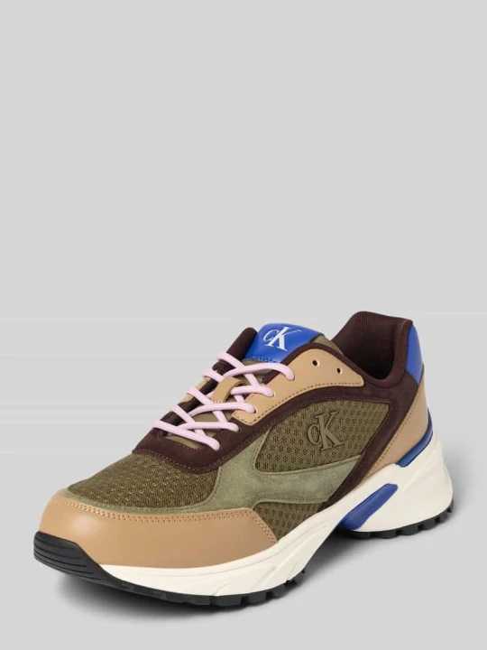 Zdjęcie produktu Sneakersy skórzane z detale z logo Calvin Klein Jeans Khaki