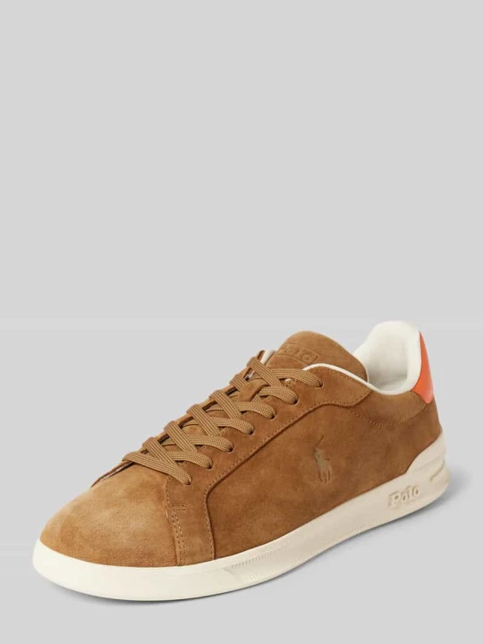 Zdjęcie produktu Sneakersy skórzane z detalami z logo model 'HERITAGE COURT II' Polo Ralph Lauren Camel