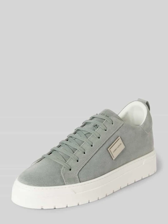 Zdjęcie produktu Sneakersy skórzane z detalem z logo Antony Morato Limonkowy