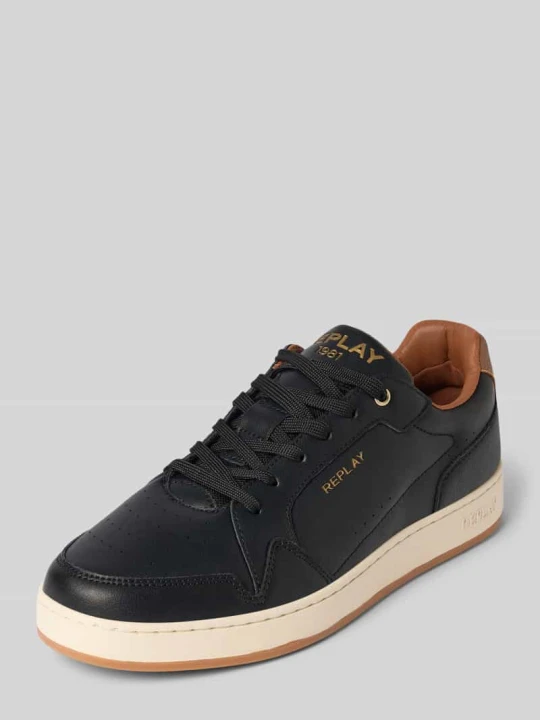 Zdjęcie produktu Sneakersy skórzane z nadrukami z logo model ‘SMASH FINE’ Replay Czarny