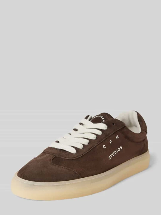 Zdjęcie produktu Sneakersy skórzane z nadrukiem z logo Model 'CPH433' Copenhagen Ciemnobrązowy