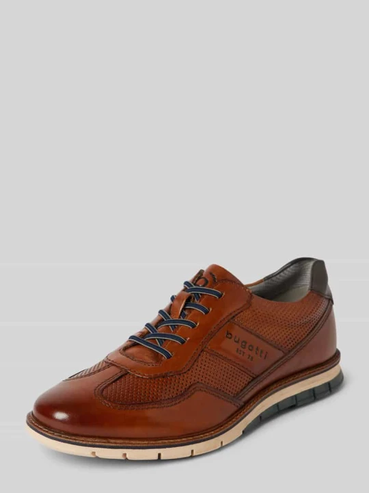 Zdjęcie produktu Sneakersy skórzane z napisem z logo model ‘Simone Comfort’ Bugatti Koniakowy