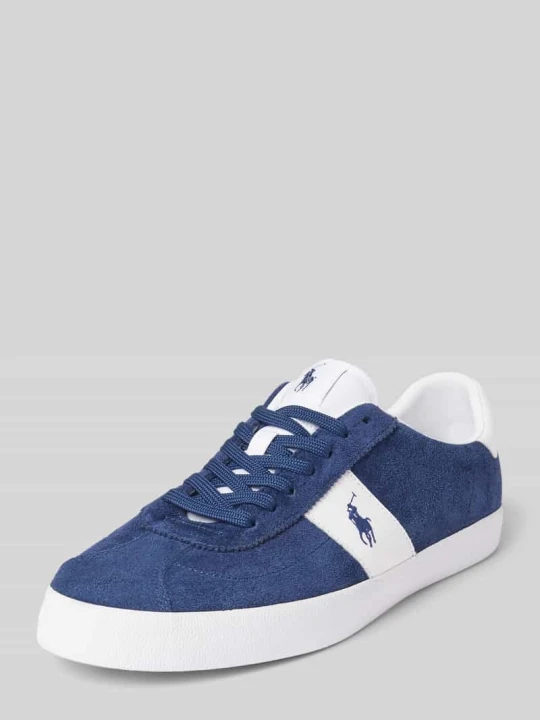 Zdjęcie produktu Sneakersy skórzane z wyhaftowanym logo model ‘COURT’ Polo Ralph Lauren Ciemnoniebieski