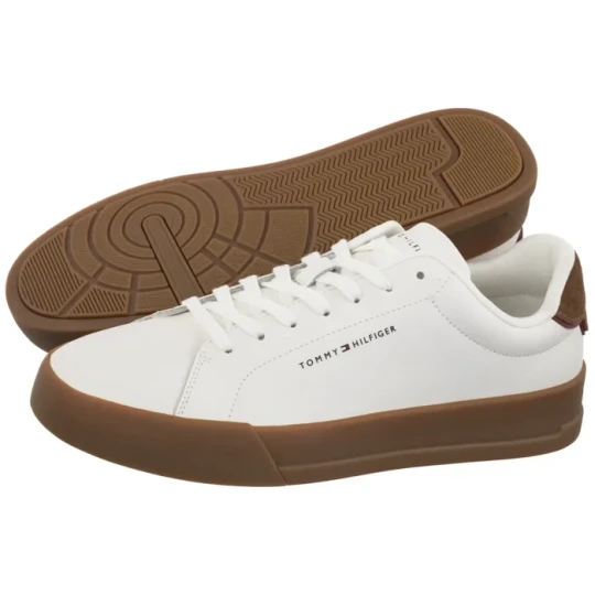 Zdjęcie produktu Sneakersy TH Court Lth Detail Ess Ecru / Regatta Red FM0FM05367 0LF (TH1219-e) Tommy Hilfiger