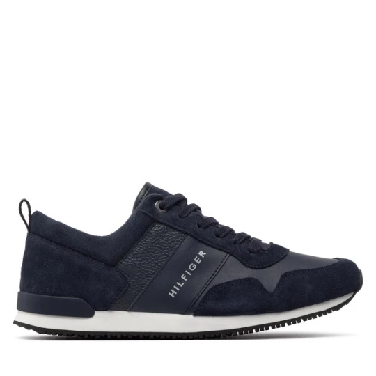 Zdjęcie produktu Sneakersy Tommy Hilfiger Iconic Leather Suede Mix Runner FM0FM00924 Granatowy