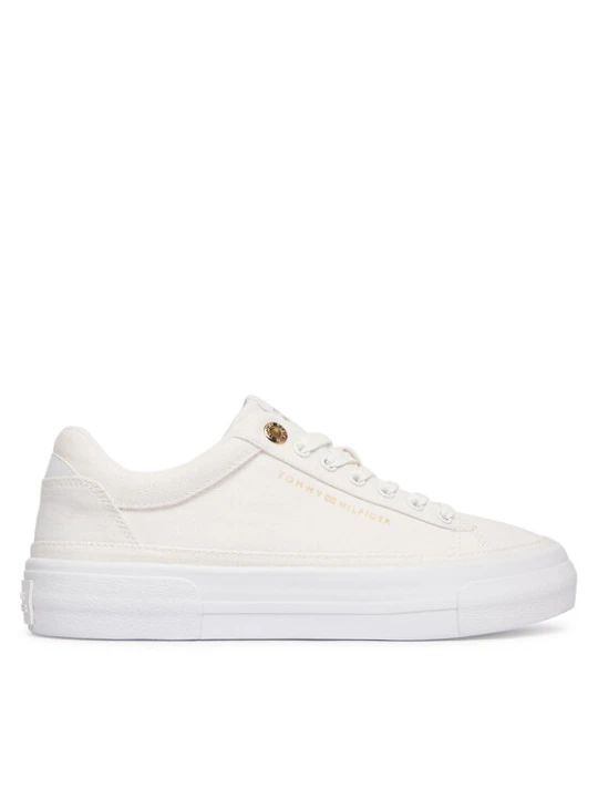 Zdjęcie produktu Sneakersy Tommy Hilfiger Th Foxing Platform Canvas FW0FW09480 Biały